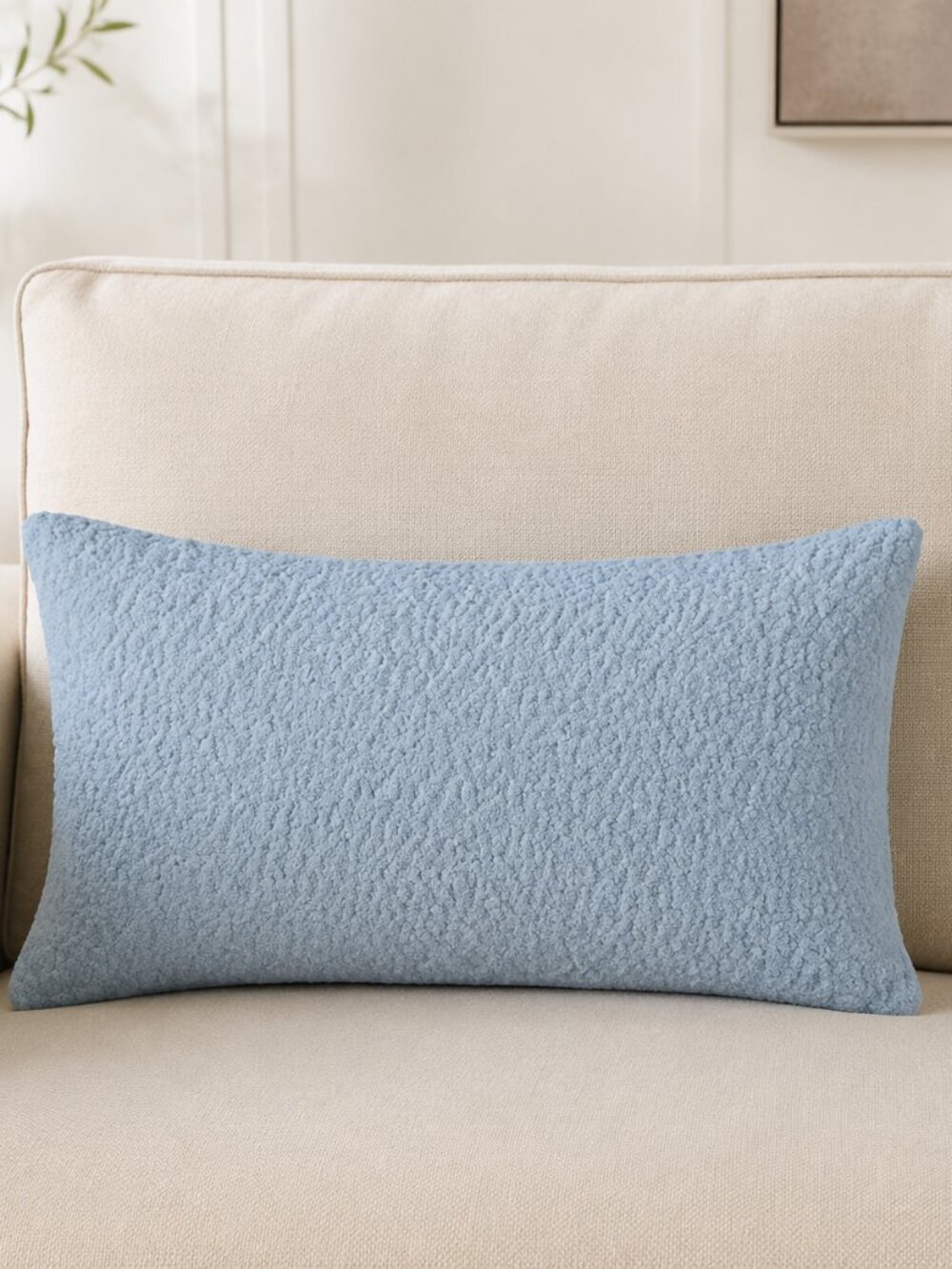 Hotel Collection Textured Boucle Decorative Pillow, 14" X 26", Blue